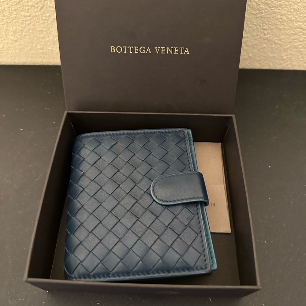 Bottega Veneta Blue Woven Small Wallet